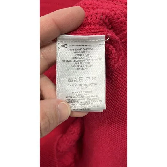 Joie Womens Sweater Large Pink Crew Neck Balloon Sleeve 100% Cotton - Picture 10 of 10